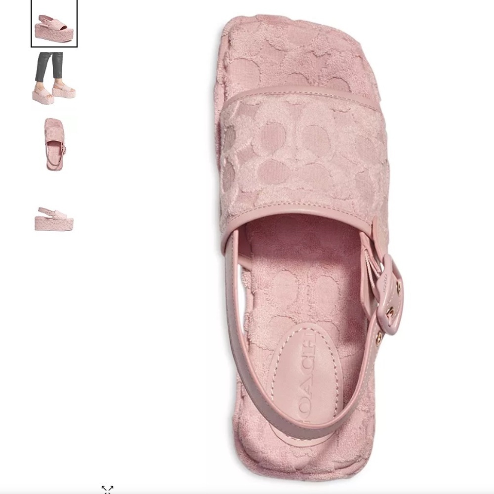 COACH Women’s Noelle Terry Cloth Platform Sandals – Blush Pink Monogram - 9.5B - Picture 3 of 15